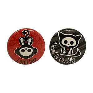 Skelanimals Pin Back Buttons Lot Of 2 Marcy Kit 1.5" Y2K Vintage 2006